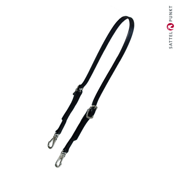 Bithänger, Semizaum "Bocana" schwarzes Leder mit Karabiner silberfarben (vernickelt),anthrazit