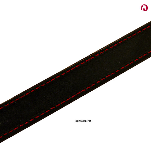 Bithänger "Bocana" schwarzes Leder mit Karabiner silberfarben (vernickelt),rot