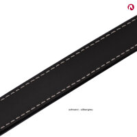 Bithänger, Semizaum "Betania" schwarzes Leder mit Schnallen messing,silbergrau