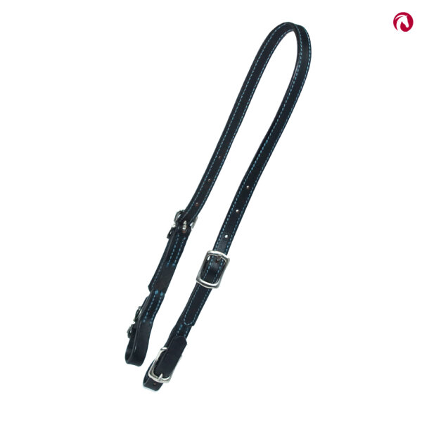 Bithänger, Semizaum "Betania" schwarzes Leder mit Schnallen silberfarben (vernickelt),schwarz