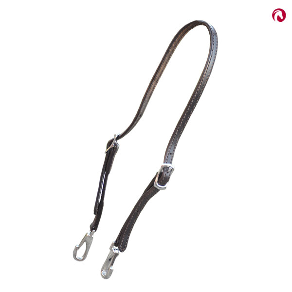 Bithänger, Semizaum "Bocana" harness Leder mit Karabiner silberfarben (vernickelt),braun