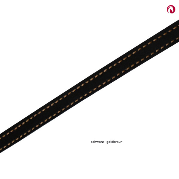 Bithänger  "Baraya" anatomisch, schwarzes Leder mit Karabiner silberfarben (vernickelt),goldbraun