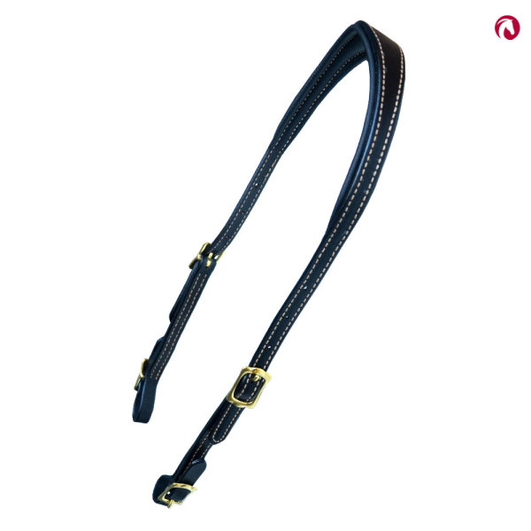 Bithänger  "Belleza" anatomisch, schwarzes Leder mit Schnallen silberfarben (vernickelt),hellbeige
