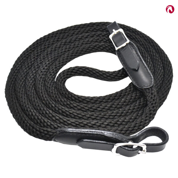 Zügel aus PPM-Seil, schwarz mit Schnalle, Ø 14 mm